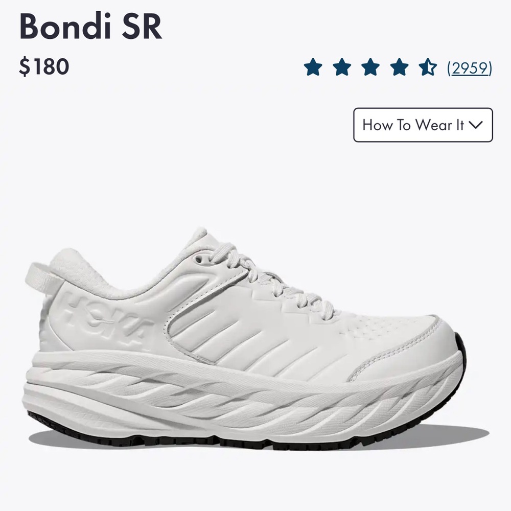Hoka Bondi SR White Leather Size 10